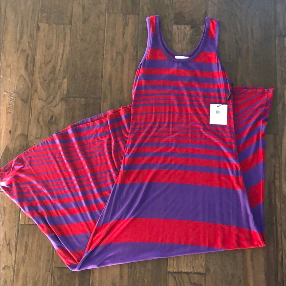 Red and purple maxi dress